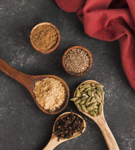 top-view-wooden-spoons-with-spices